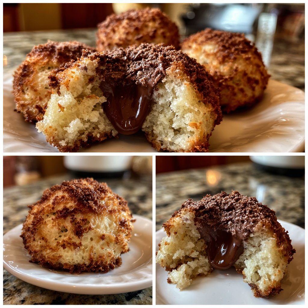 Quarkbällchen gefüllt mit Nougat