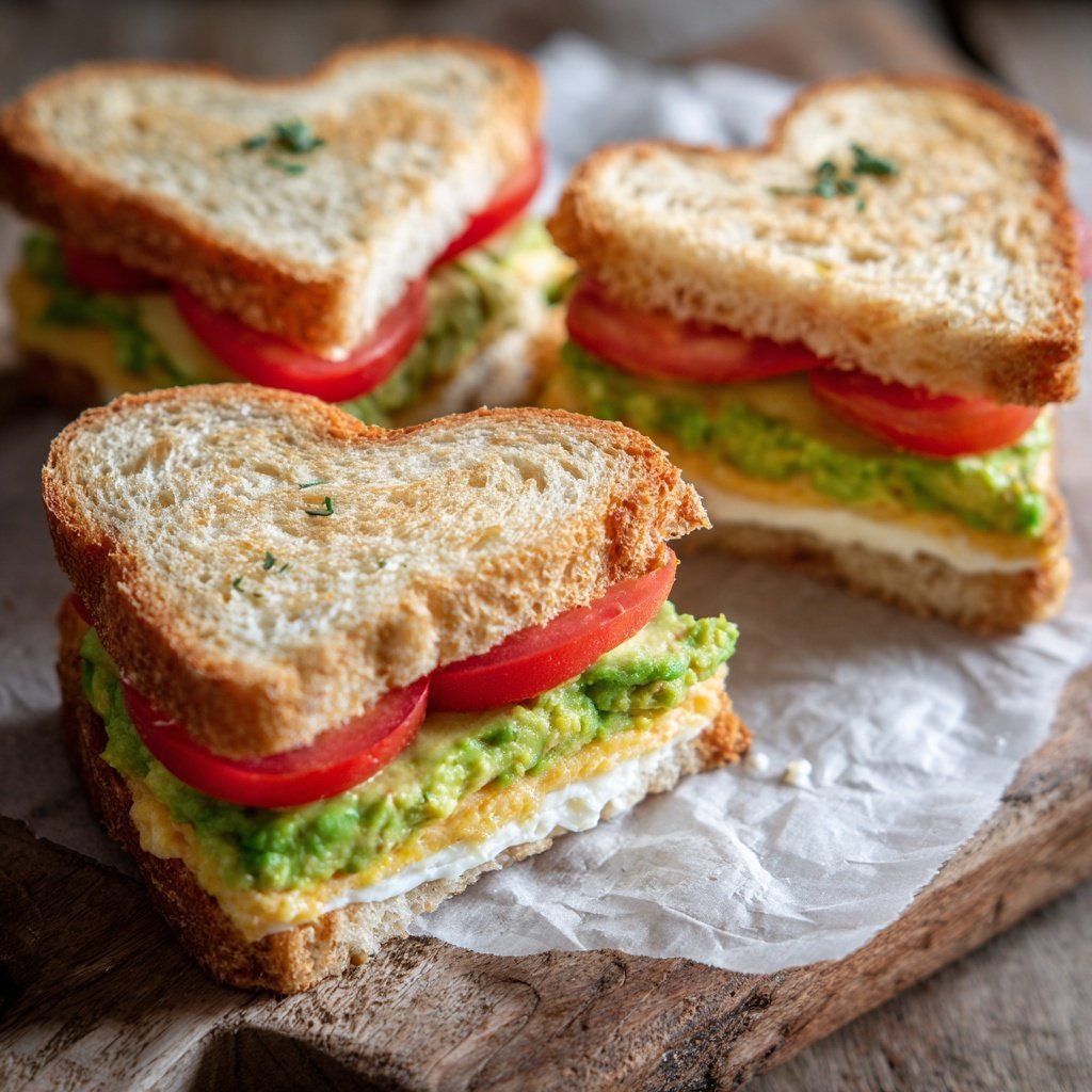 Herzförmige Sandwiches