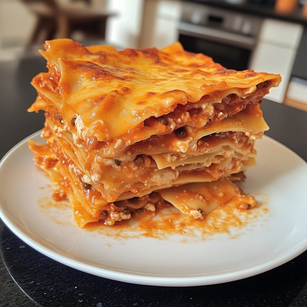 Lasagne mit Tomaten-Linsen-Sauce