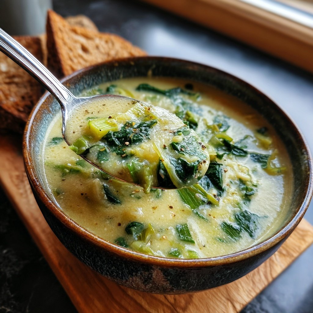 Blumenkohlsuppe mit Lauch und Knoblauch
