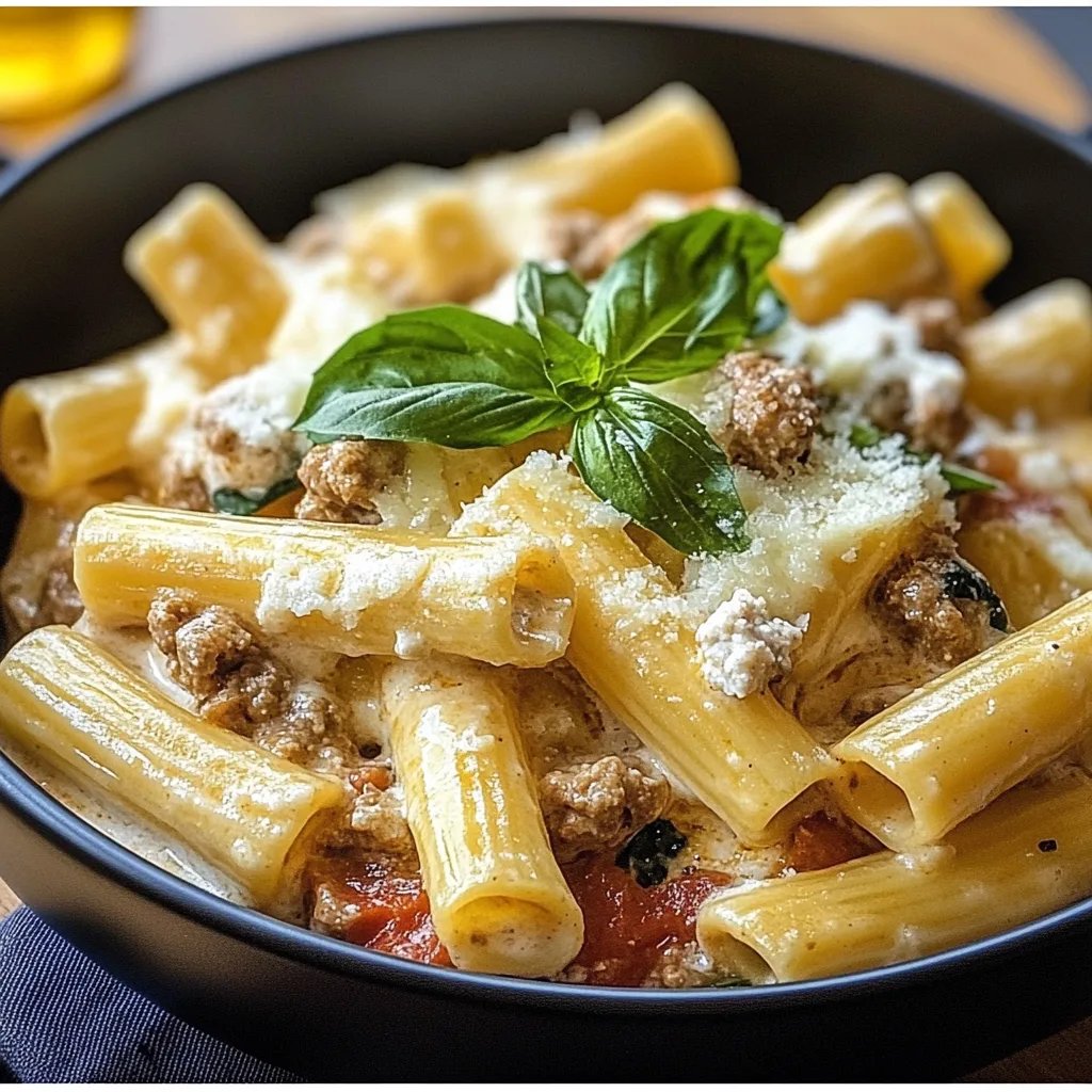 Rigatoni in Hack-Feta-Creme