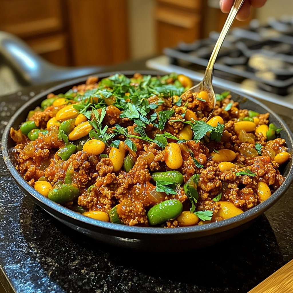 Hackfleisch Pfanne mit Bohnen