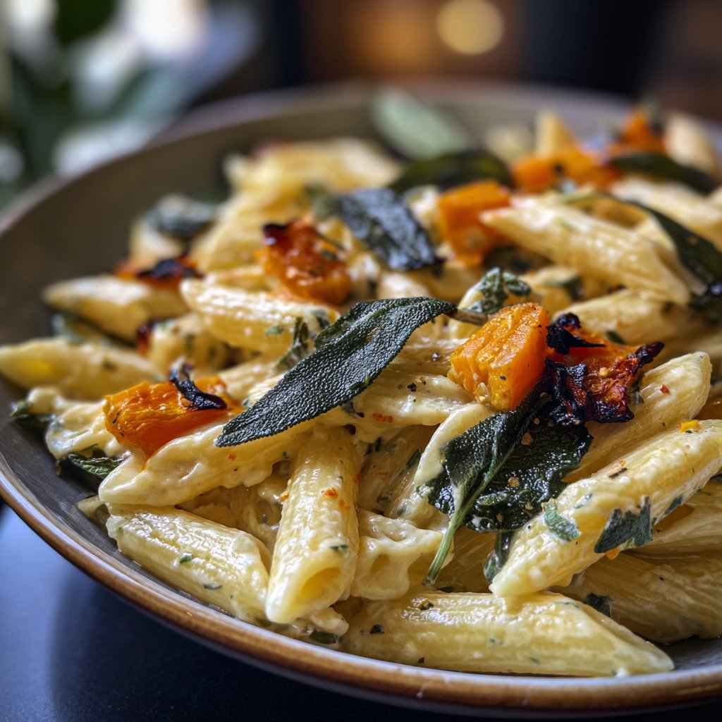 Penne mit Kürbis und Salbei