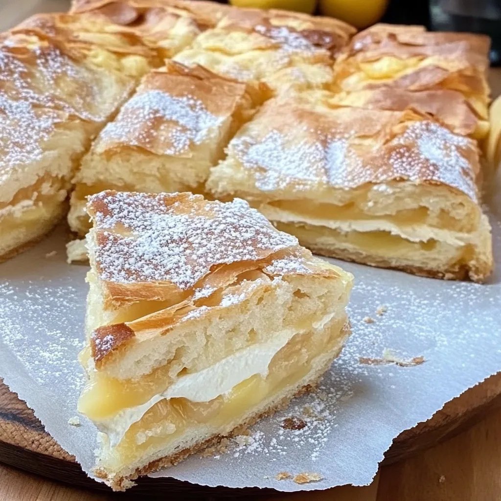 Blätterteig Kuchen mit Pudding und Apfel