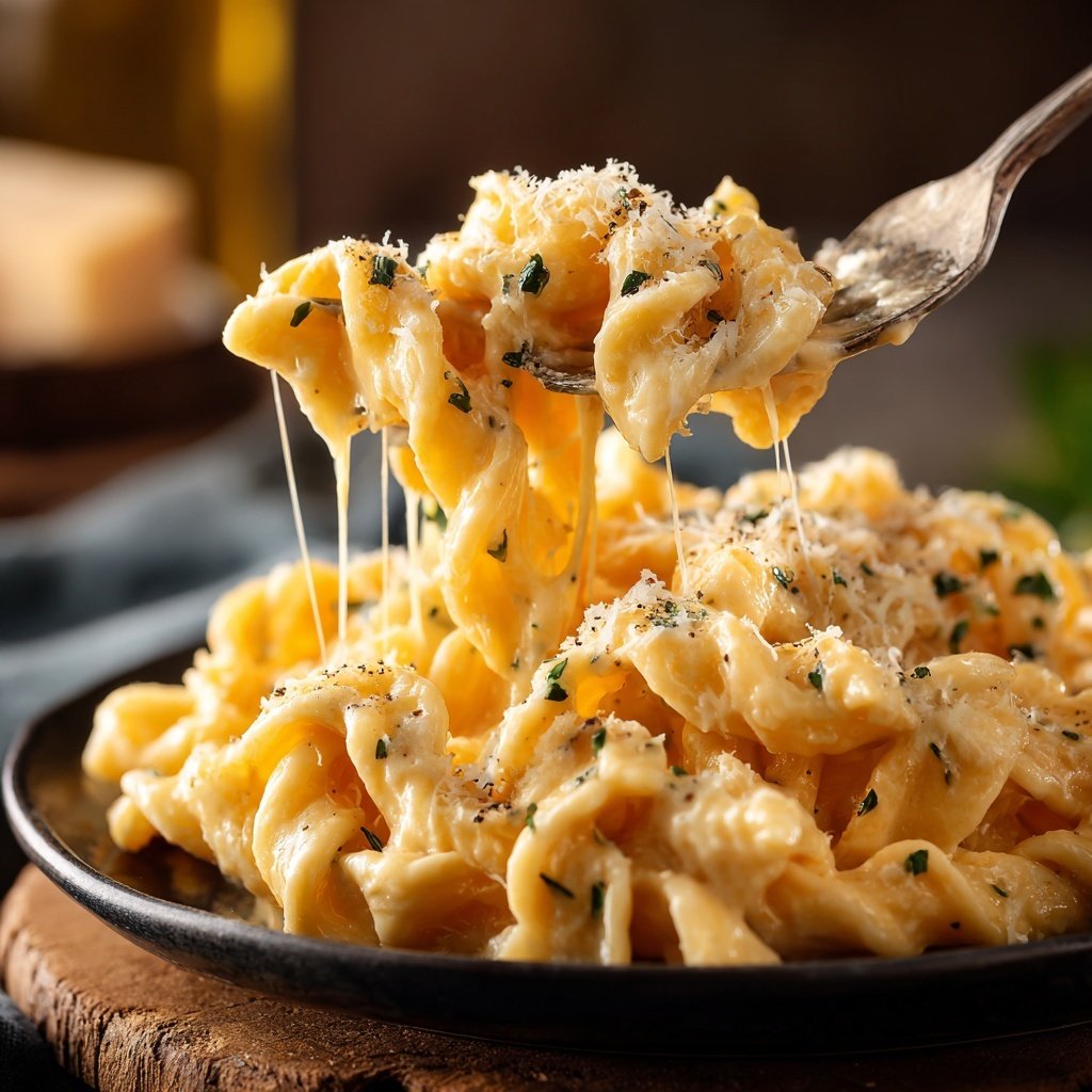 Romantische Pasta mit Sahnesauce und Parmesan